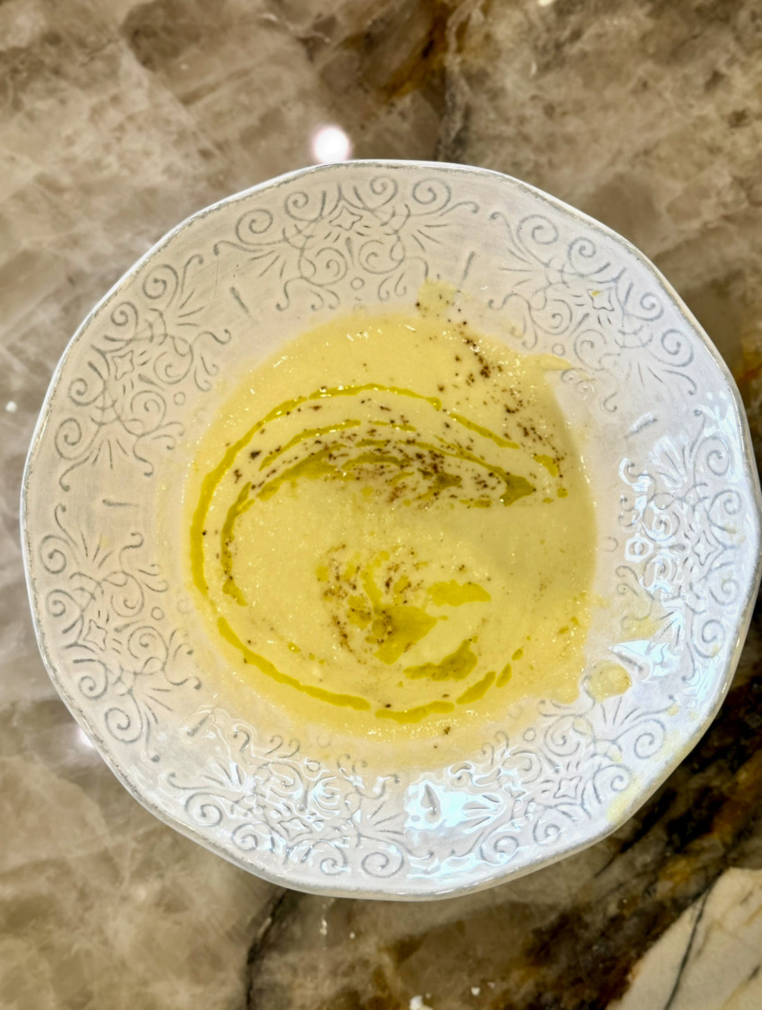 Cauliflower and Leek Soup made with Our EVOO