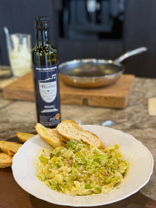 Leek & Goat Cheese Toast with Picual Traditional EVOO
