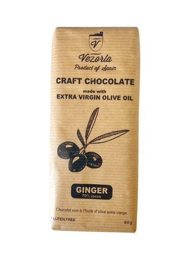 GINGER. Craft dark chocolate made with Picual spanish olive oil, 70% cocoa, 2 Bars of 90g. Available in CA 🇨🇦  & US  🇺🇸 </b> </b><B></b>