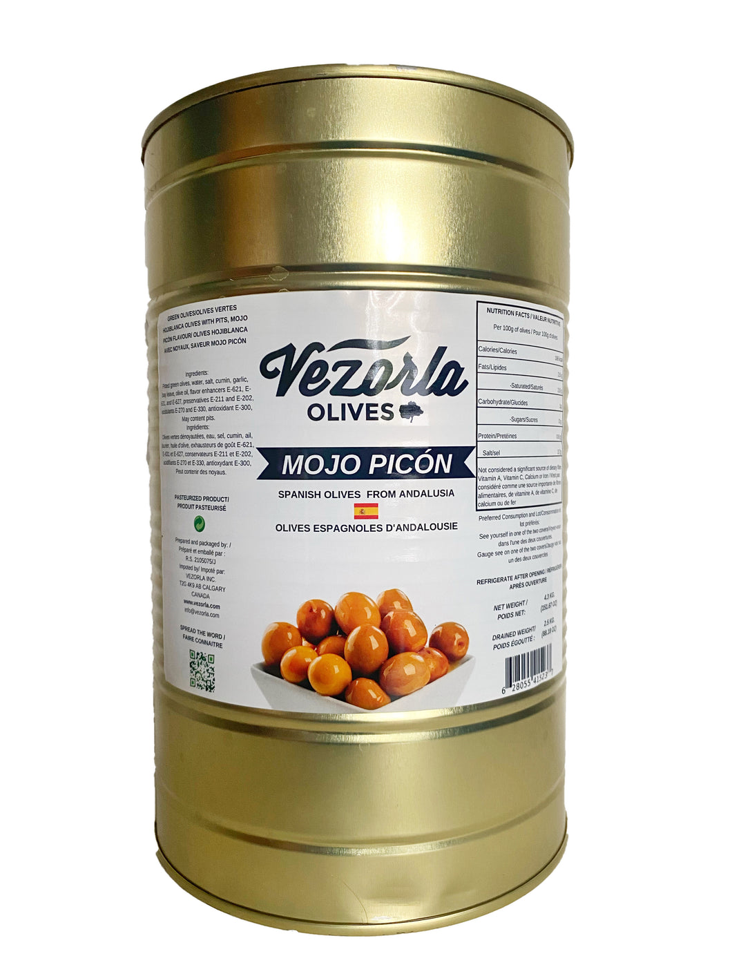 Andalusian green olives in brine MOJO PICON 5kgs. Unpitted. Available in CA 🇨🇦  & US 🇺🇸.