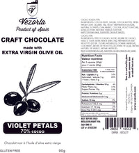 Pre-order VIOLET PETALS, 90g. Craft dark chocolate made with Picual spanish olive oil, 70% cocoa. Available in CA 🇨🇦  & US  🇺🇸 </b> </b><B></b>